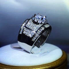 925 Sterling Silver Hot Luxury AAA White Zircon Engagement Rings For Women Men Trendy Fe detail view