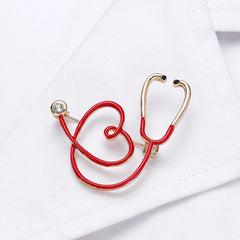New Medical Medicine Brooch Pin Stethoscope Electrocardiogram Microscope Heart Shaped Pin Nurse Doctor Backpack Lapel Jewelry