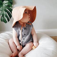 Big Brim Baby Sun Hat | Cotton Linen Kids Bucket Hat for Girls Boys alternate view