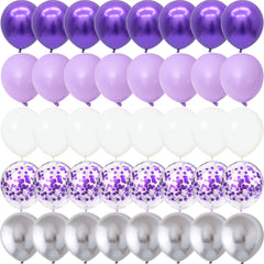 40PCS Silver White Purple Metal Latex Confetti