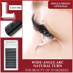 DeceMars L Shaped Mink Eyelash Extensions | Professional Grafting Lashes 8-15mm close-up view