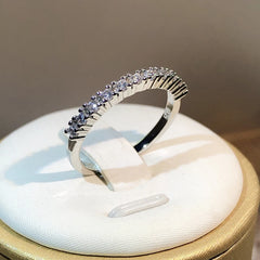 925 Silver Luxury Female Zircon Stone Single Row Ring Brand Fashion Simple Finger Ring S detail view