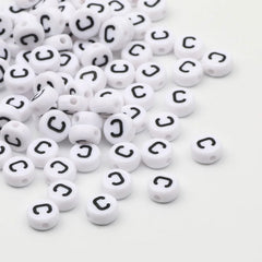 50/100/200pcs/lot 7x4mm White Round A-Z Alphabet Letter Acrylic Loose Spacer Beads for Jewelry Making Diy Bracelet Accessories