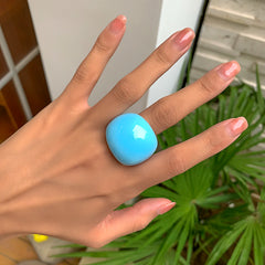 IngeSight.Z Korean Transparent Acrylic Geometric Chunky Rings Women Charm Colourful Rain detail view