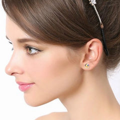 Fashion Crystal Stud Earrings Women Aurora Crystals Charm Earring Wedding Jewelry Gift