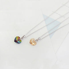 Heart Necklaces Pendant Crystals for Women Girls Gift Silver Chain Girl Jewelry close-up view