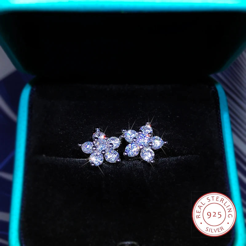 925 Sterling Silver Stud Earrings Fashion Full Diamond Plum Blossom Earrings Personality Earrings Zi