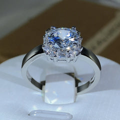 Original Four-Claw 925 Silver color Wedding Rings For Women Square AAAAA Big White Zi alternate view