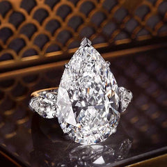 Huitan Luxury Crystal Water Drop CZ Rings Women Proposal Engagement Ring Exquisite We alternate view