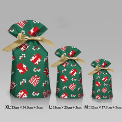 Merry Christmas Candy Bag Santa Gift Bag Snowflake Drawstring Bag Christmas for 2022 close-up view
