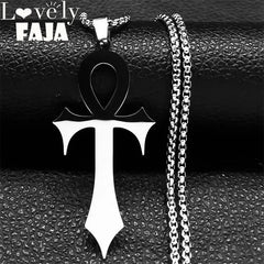 Stainless Steel Ankh Cross Pendant Necklace | Gothic Symbol of Life Jewelry