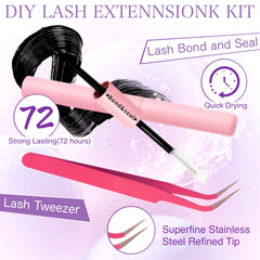 700PCS-30D/40D/50D 80D DIY Eyelash Extension Kit Mixed Length 9-16mm, D-Curl Eyelashes for DIY and Various Festive Celebrations