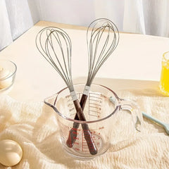 Stainless Steel Egg Beater | Manual Household Wooden Handle Mixer detail view