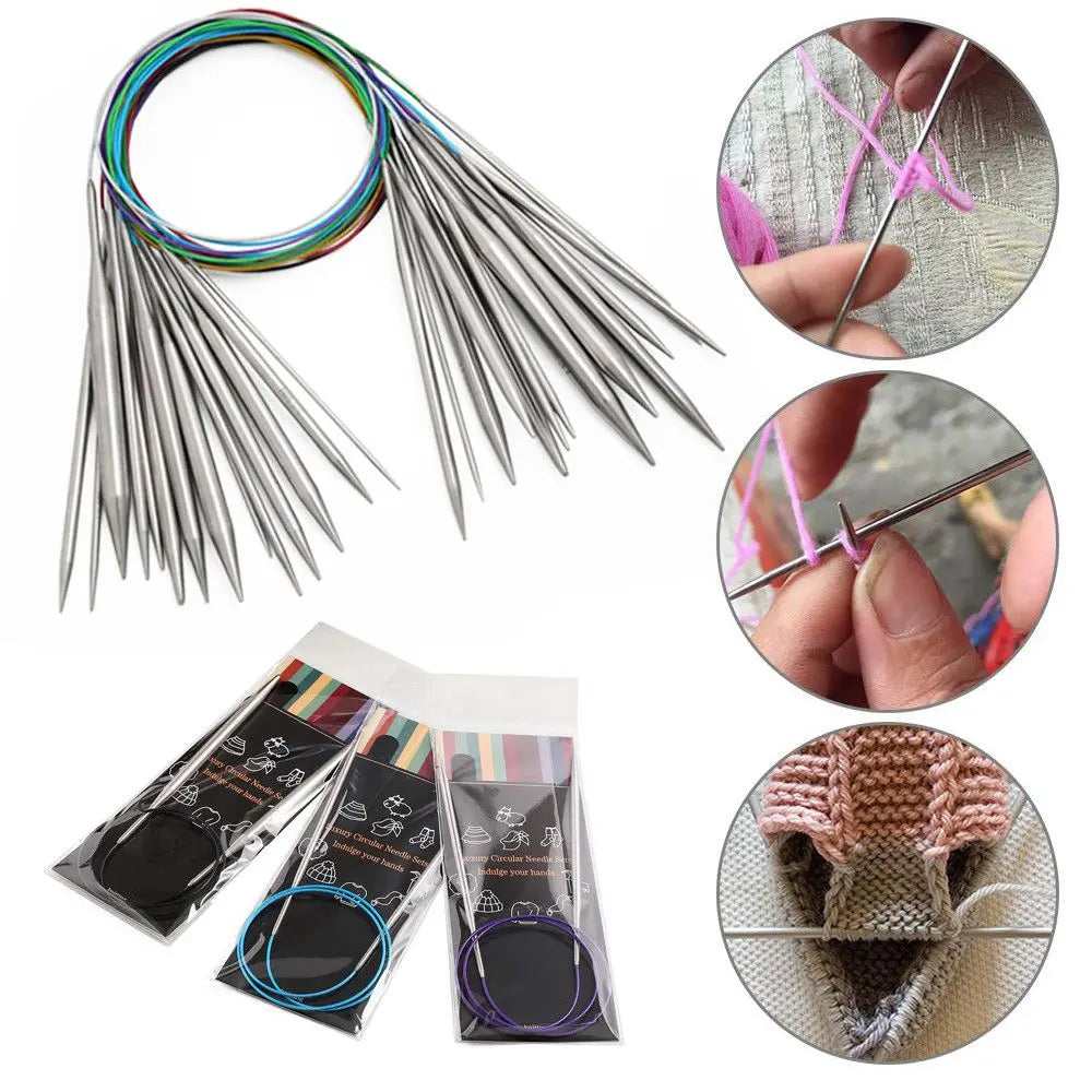 40/100cm Circular Knitting Needles Metal Needles Stainless Steel Crochet Hook DIY Crafts Weaving Nee