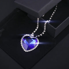 Movie TITANIC Heart Of the Ocean Necklace Love Forever Blue Red Crystal Pendants Necklace Women Wedd