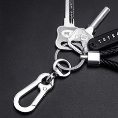 Trendy DIY Mobile Phone Number Plate Pendant Keychain for Men Punk Simple Woven Leathe close-up view