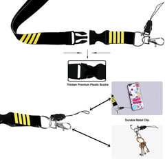 Pilot Lanyard 4 Stripes for Keys | Detachable Safety Buckle Traveler Keychain and Baggag detail view