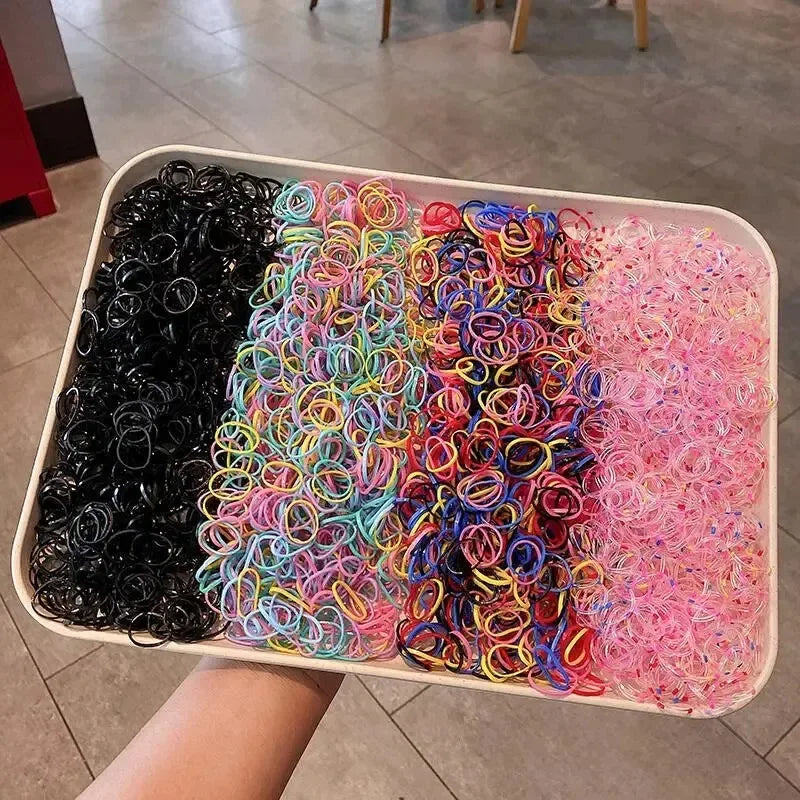 1500PCS Disposable Rubber Band Hair Ties for Girls Colorful Children's Headband Ponytail Holder Kids