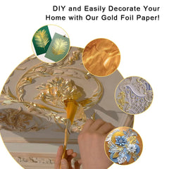 100-Piece Imitation Gold and Silver Foil Sheets for Gilding and Crafting | Metallic Le close-up view