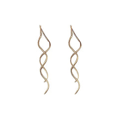 2Pcs Wave Fringe Tassel Earrings | Exquisite Long Style Stud Earrings for Women detail view