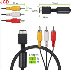 JCD 1pc For PS1 PS2 PS3 1.8M AV Cable Splitter RCA Audio Video Extend Cord to Monitor alternate view