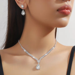 3 Pieces Of Fashionable Women's Water Drop Necklaces And Earrings Set For Wedding Sea alternate view