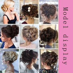 Synthetic Messy Hair Bun Chignon Scrunchies Fake Hair Band Braid Elastic Hairpiece Tai close-up view