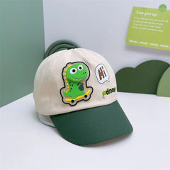 Children's Cartoon Dinosaur Baseball Cap for Toddlers | Unisex Baby Sun Hat close-up view