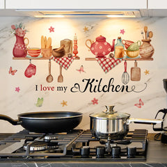 Butterfly Floral Wall Sticker | Kitchen Decor PVC Decal detail view