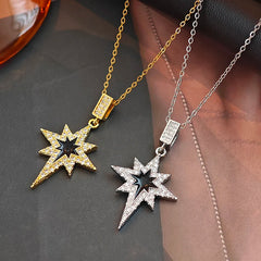 316L Stainless Steel Star Pendant Necklace | Shiny Zircon Jewelry for Women detail view