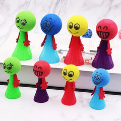 5Pcs/Pack Educational Jumping Doll Bounce Ball Toys Engaging Push & Down Expression Game for Kids Gr