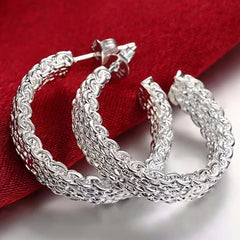 Original Designer 925 Sterling Silver Elegant Crystal Jewelry Fashion Zircon Circle Hoop detail view