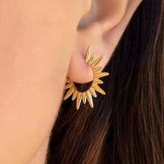 Punk Exaggerated Gold Colour Sun Shape Stud Earrings for Women Hip Hop Rock Metal Irr alternate view