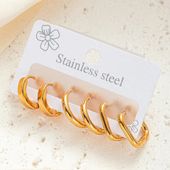 316L Stainless Steel Golden Circle Earrings | Simple Temperament Drop Earrings for Women detail view