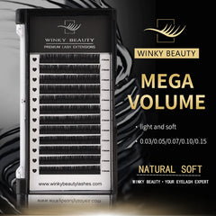 Winky Beauty 12 Rows Classic Individual Mink Lashes | Fluffy Matte Black Eyelash Extensions