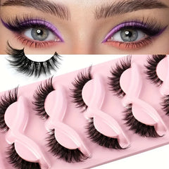 5 Pairs Cat Eye False Eyelashes | Hypoallergenic Natural Winged Lashes for Extended Eye detail view