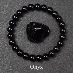 Natural Black Agates Beads Bracelet Women Men Genuine Black Onyx Natural Stone 6mm 8mm Smooth Round
