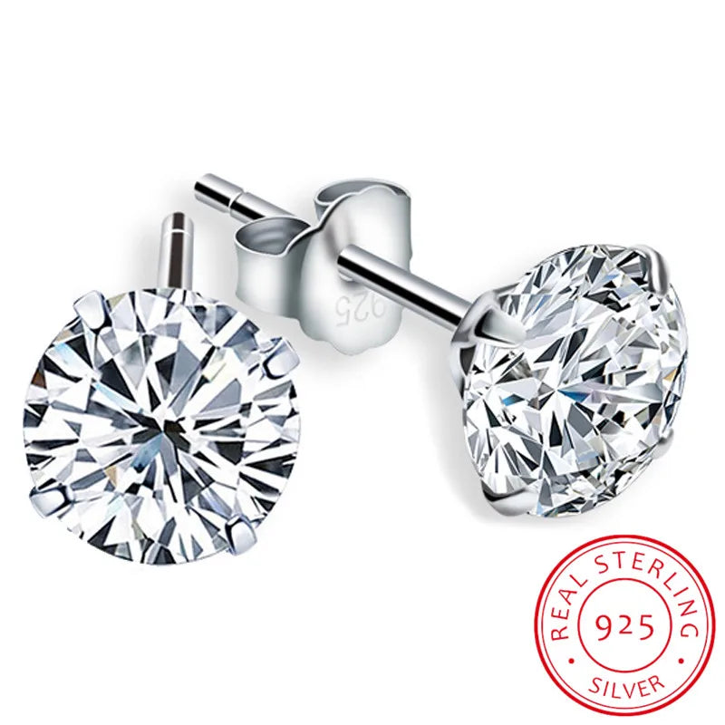 2 Carat 8.0mm D Color Moissanite Stud Earrings For Women Top Quality 100% 925 Sterling Silver Sparkl