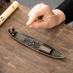Fisherman Incense Holder | Japanese Style Metal Incense Stick Burner for Home Decor detail view