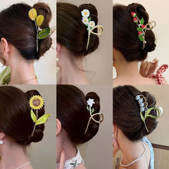 New Sweet Flower Durian Hair Claw Clip Ponytail Grab Hair Clips Shark Clip Woman Hairpins For Girl H