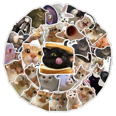 56pcs Kawaii Cat Meme Sticker Collection | UV-Coated Waterproof Decals for Journaling alternate view