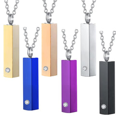 Cube Urn Necklace for Ashes Aluminum Alloy Cremation Necklace with Crystal Memorial P alternate view