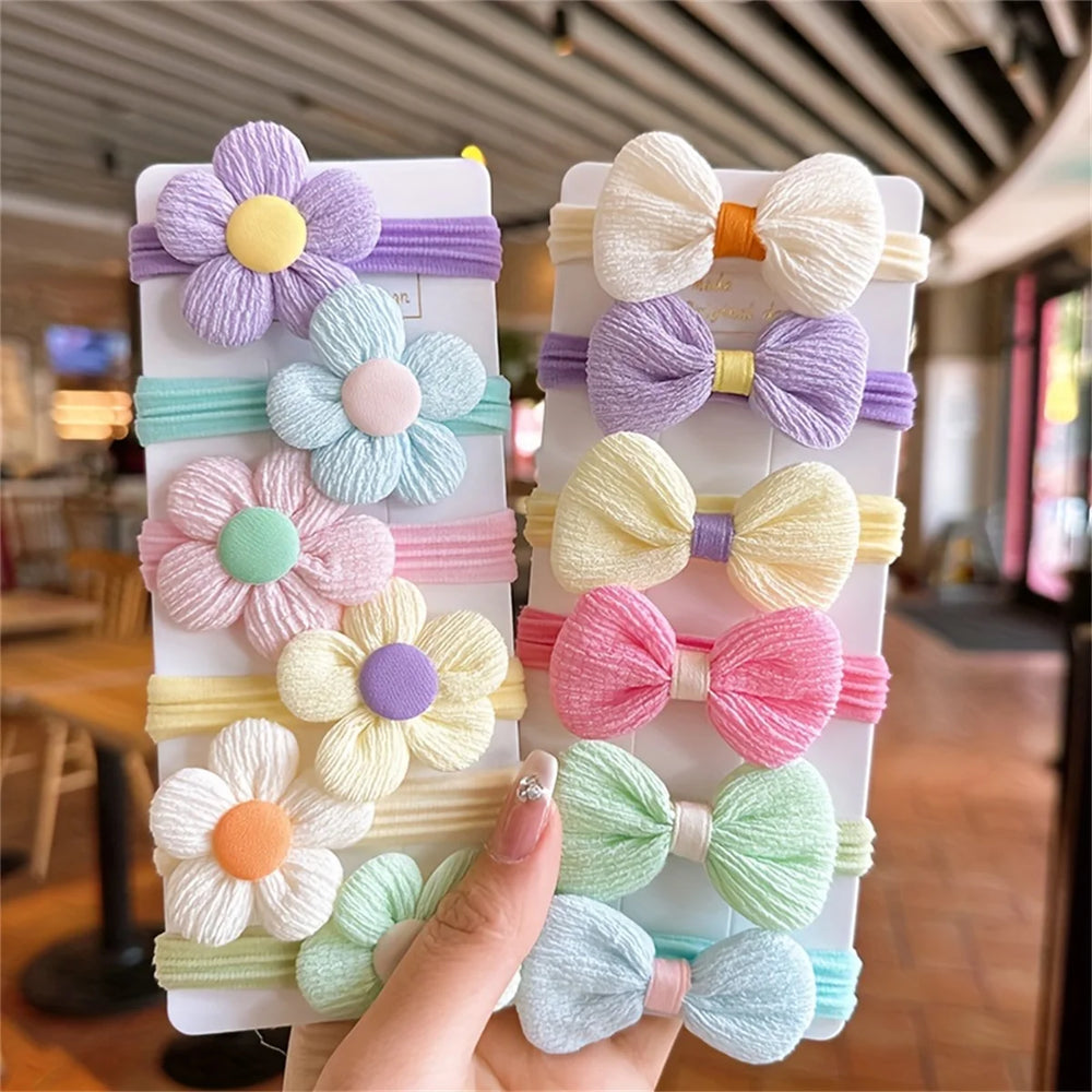 6/12PCS New Cut Hair Ties Princess Sweet Flower Bow Girls Women Elastic Hair Bands Hair Accessories
