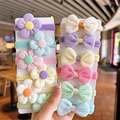 6/12PCS New Cut Hair Ties Princess Sweet Flower Bow Girls Women Elastic Hair Bands Hair Accessories