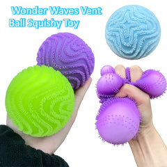 Fuzz Ball Squishy Toy Wonder Waves Vent Ball Textured Stress Relief Fidget Toy Squeeze for Adults An