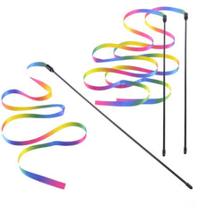 Cat Toys Funny Rainbow Strips Stick Cat Teaser Wand Pet Toys for Cats Interactive detail view