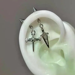 New Fashion Cross Ear Bone Nail Shiny Zircon Trendy Stud Earring For Women Body Pierc alternate view