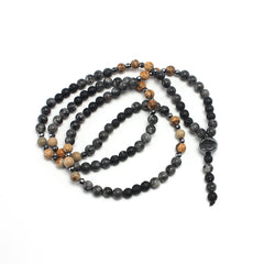 6mm Natural Map Stone Black Shimmerstone Hematite Necklace for Men and Women