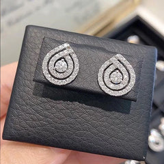 Huitan Fancy Cubic Zirconia Stud Earrings Women Delicate Design Fashion Versatile Ear close-up view