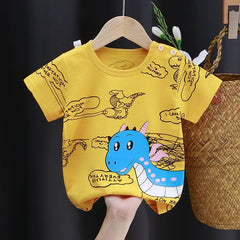 Kids Cartoon Cotton T-Shirt – Soft Summer Tee for Babies and Toddlers, Unisex Casual T close-up view